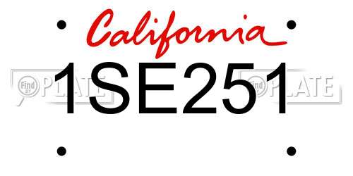 1SE251 California License Plate