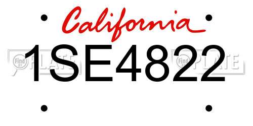 1SE4822 California License Plate