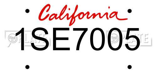 1SE7005 California License Plate