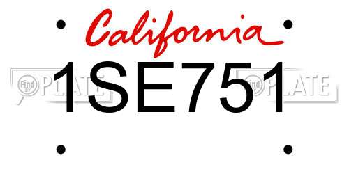 1SE751 California License Plate