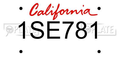 1SE781 California License Plate