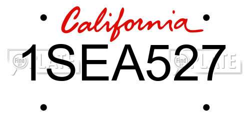 1SEA527 California License Plate