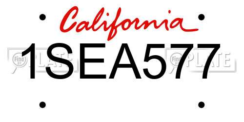 1SEA577 California License Plate