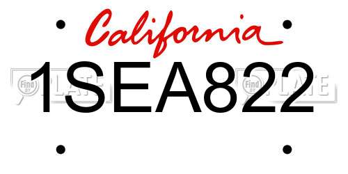 1SEA822 California License Plate