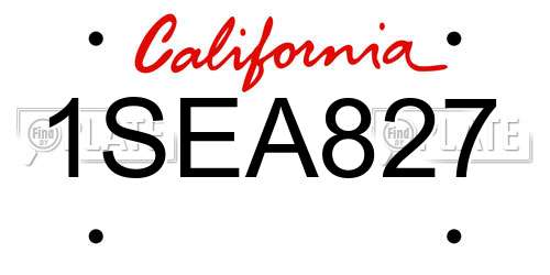 1SEA827 California License Plate