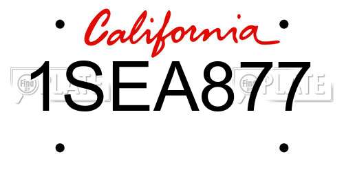 1SEA877 California License Plate