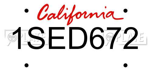 1SED672 California License Plate