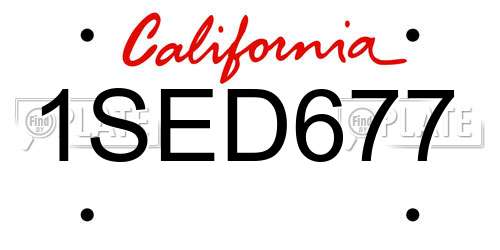 1SED677 California License Plate