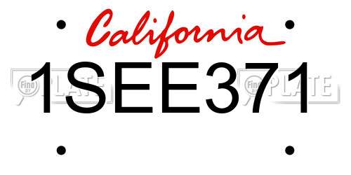 1SEE371 California License Plate