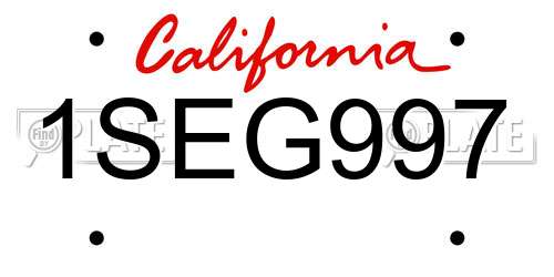 1SEG997 California License Plate