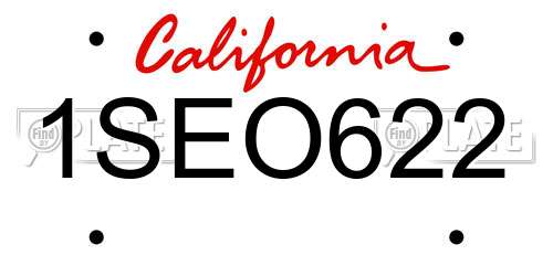 1SEO622 California License Plate