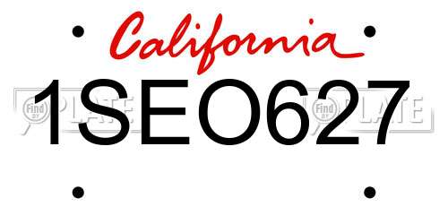 1SEO627 California License Plate