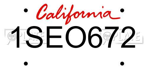 1SEO672 California License Plate