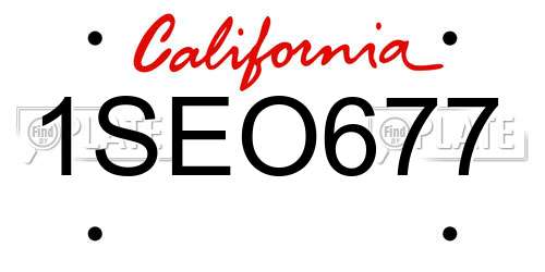 1SEO677 California License Plate