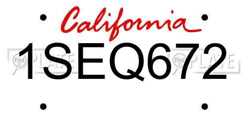 1SEQ672 California License Plate