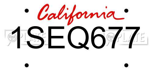 1SEQ677 California License Plate