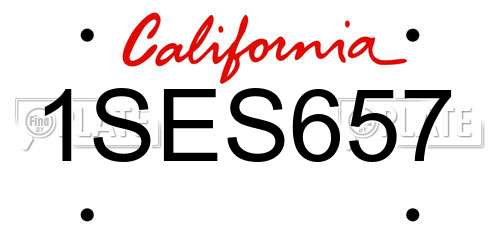 1SES657 California License Plate