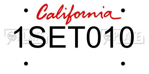 1SET010 California License Plate