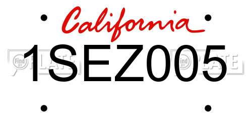 1SEZ005 California License Plate