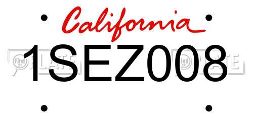 1SEZ008 California License Plate