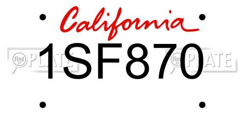 1SF870 California License Plate
