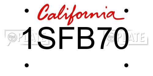 1SFB70 California License Plate