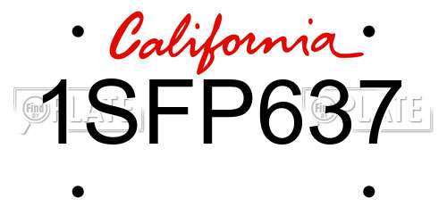 1SFP637 California License Plate