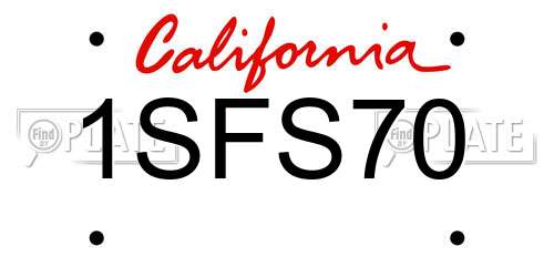 1SFS70 California License Plate