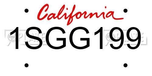 1SGG199 California License Plate