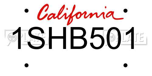 1SHB501 California License Plate