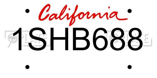 1SHB688 California License Plate