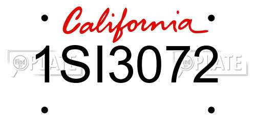 1SI3072 California License Plate