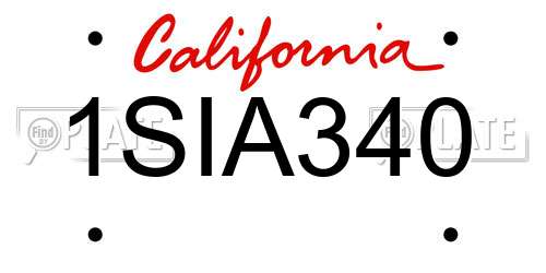 1SIA340 California License Plate