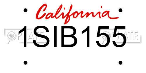 1SIB155 California License Plate