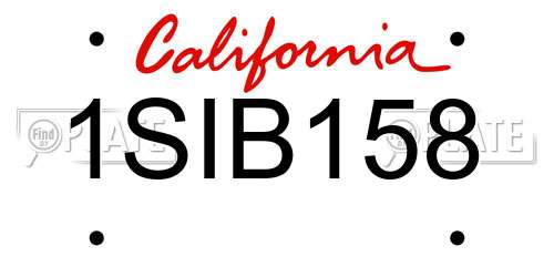 1SIB158 California License Plate