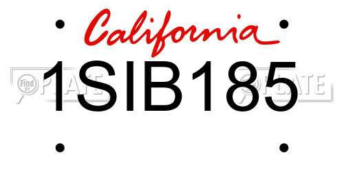 1SIB185 California License Plate