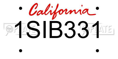 1SIB331 California License Plate