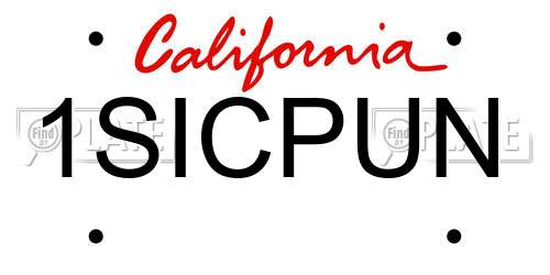 1SICPUN California License Plate