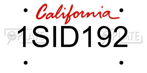 1SID192 California License Plate