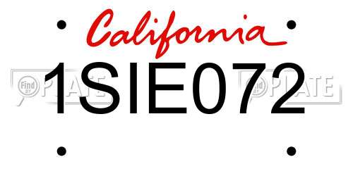 1SIE072 California License Plate