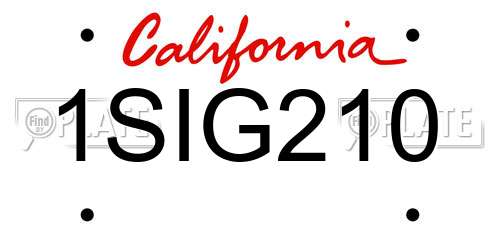 1SIG210 California License Plate