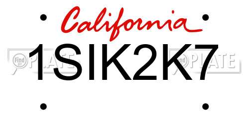 1SIK2K7 California License Plate