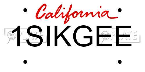 1SIKGEE California License Plate