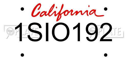 1SIO192 California License Plate