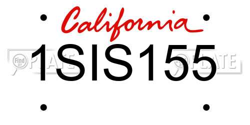 1SIS155 California License Plate