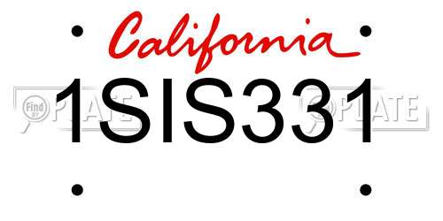 1SIS331 California License Plate