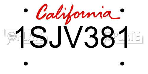 1SJV381 California License Plate