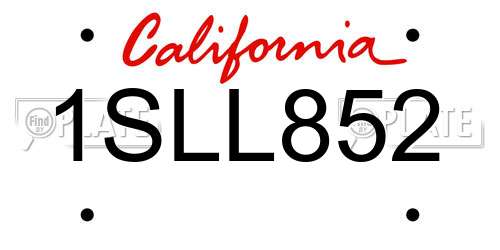 1SLL852 California License Plate
