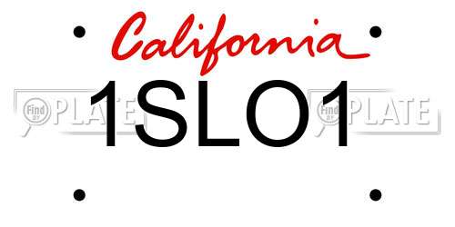1SLO1 California License Plate