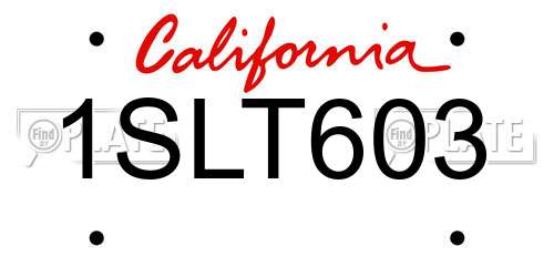 1SLT603 California License Plate